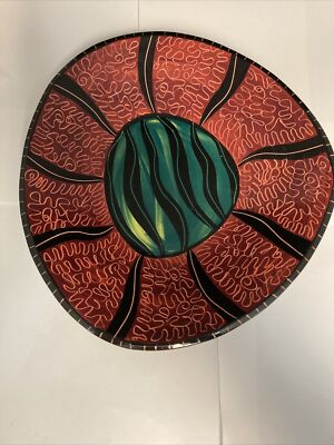 Signed Jude Odell Studio Pottery Ceramic Art Colorful Dish Plate 9” Oddly Shaped-image