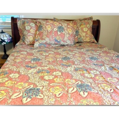 Pottery Barn King Duvet Cover Set W/ 3 Shams Palamore Jacobean Paisley 104