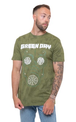 Green Day T Shirt Gas Mask Band Logo new Official Dip Dye Green Unisex-image