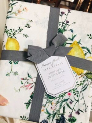 Pottery Barn Positano Lemon Duvet Cover King 2 King Shams Monique Lhuillier 3p🦩-image