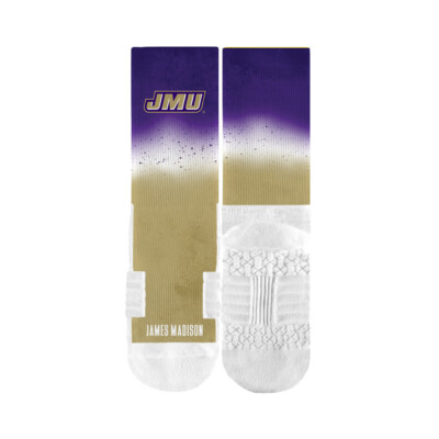 Strideline James Madison Dukes JMU NCAA Licensed Crew Socks - Dip Dye-image