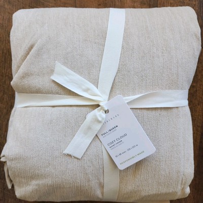Pottery Barn Cozy Cloud Full Queen Oatmeal Duvet Cover New-image