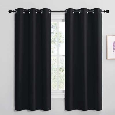 NICETOWN Halloween Bathroom Blackout Thermal Curtains and Drapes Black Solid ...-image
