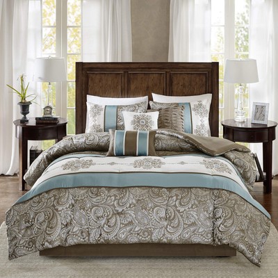 Comforter Faux Silk-traditional Luxurious Jacquard Design All Season Set, Matchi-image
