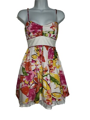 NWT City Studio Empire Gathered Short Flower Dress Pink Layered Womens Size 7-image