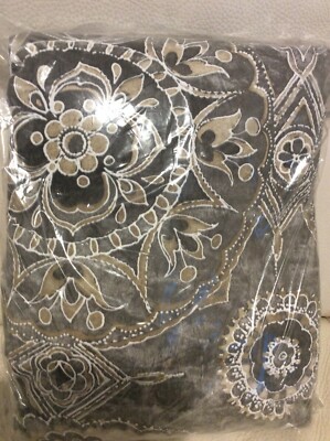 Pottery Barn Jacquelyn Medallion Sateen King Duvet Cover NEW Gray-image