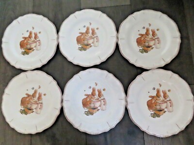 Pottery Barn Beatrix Potter Peter Rabbit Kids Easter Dinner Plates SET OF 6-NEW-image