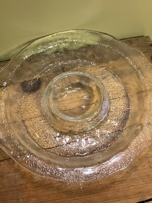 Vintage Centerpiece Blown Glass Chip & Dip Bowl Abstract Shape 15