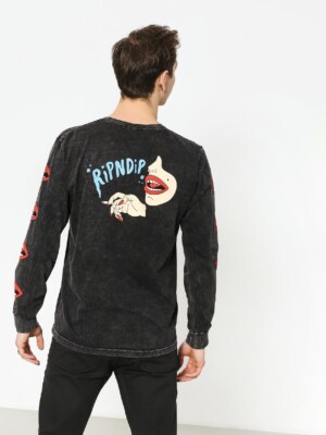 RipNDip Puff T-shirt Long Sleeve Tee black mineral wash Top Shirt Rip N Dip Lg  -image
