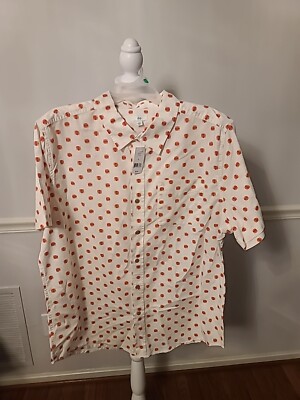 Dip Men Button Up Business Red And White Shirt Size Large-image