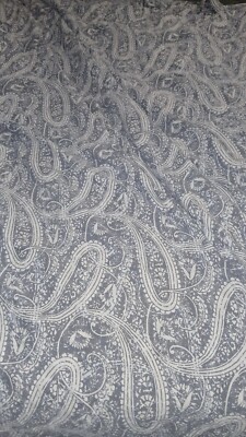Pottery Barn Finley Paisley King Duvet Cover Charcoal Gray Ivory Cotton/Linen-image
