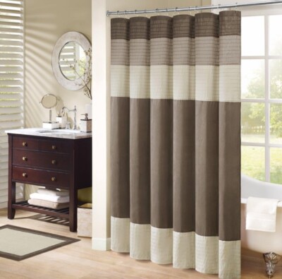 Madison Park Amherst Faux Silk Pieced Shower Curtain 72x72