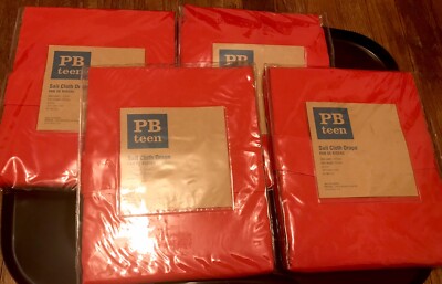 NWT 4X Pottery Barn Teen Sailcloth Red Drape Charcoal Gray 44L X 50W-image