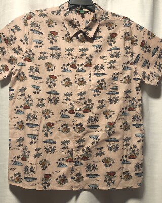Dip Men’s Casual Button Down Shirt Size XXL Large  Surfers Campers Palm Trees-image