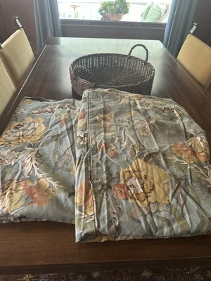 Pottery Barn Vanessa Floral Duvet Cover Blue Queen  Excellent-image