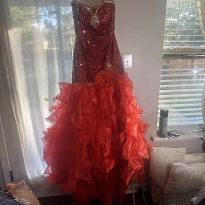 Studio 17 Red Evening Gown Prom Dress Homecoming Sz 4 Ball Gala Formal-image