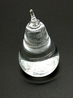 Levay Signed Blown Clear Glass Pear Paperweight  3