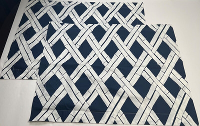 Pottery Barn Pillow Shams (2) Geometric Navy White  Standard 100% Cotton-image