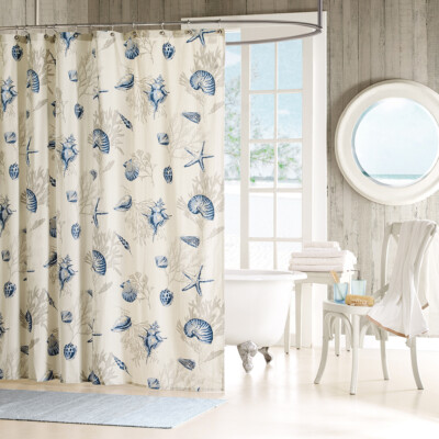 Madison Park 200TC Cotton Sateen Printed Shower Curtain 72x72 for Bathroom Decor-image