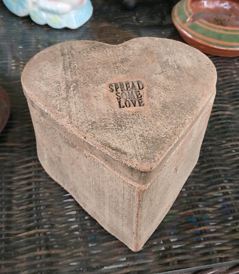 Studio Pottery Made SPREAD SOME LOVE Heart Shaped Canister Jar Love Tokens-image