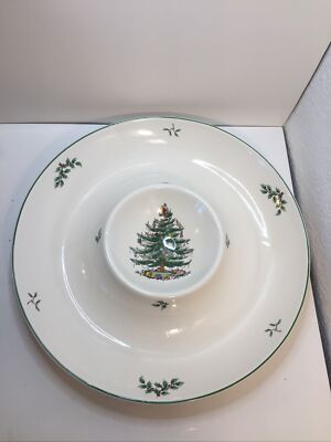Spode 14” Christmas Tree Large Round Chip And Dip Platter-image