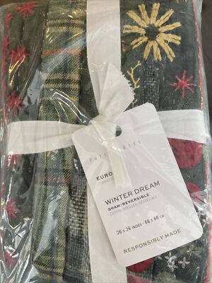 (1) Pottery Barn Winter Dreams Handcrafted Reversible Euro Sham - NEW-image