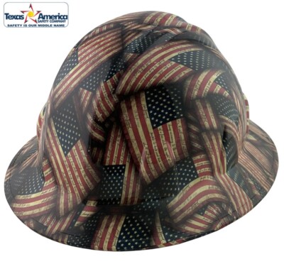 Large Second Amendments Flag Hydro Dipped Full Brim Hard Hat-image