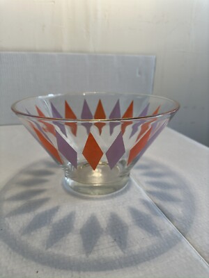 Atomic Mid Century Modern Glass Anchor Hocking Harlequin Large Chip & Dip Bowl-image