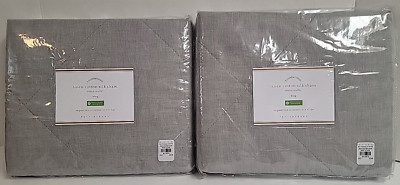 POTTERY BARN LINEN COTTON SILK KING PILLOW 2 SHAMS SET 36X20 FLAGSTONE  3610879-image