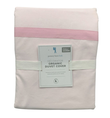 Pottery Barn Kids Decorator Organic Duvet Cover Pale Pink Full/Queen New-image
