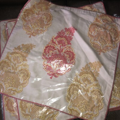 Pottery Barn Linen Blend 2 Pillow Covers Yellow Salmon  18” x 18