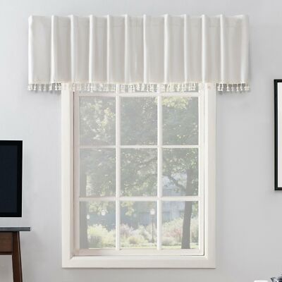 Sun Zero Evelina 17-Inch Backtab Curtain Valance in Pearl-image