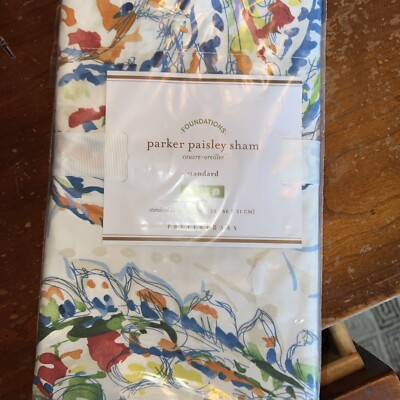 NWT BRAND NEW Pottery Barn Parker Paisley Organic Cotton STD 20 X 26-image