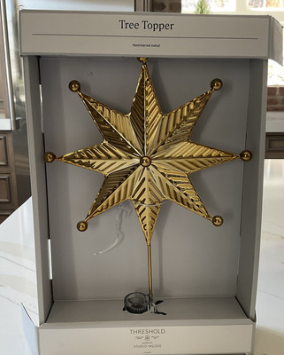 Hammered Metal Star Christmas TreeTopper Gold - Threshold New Studio McGee -image