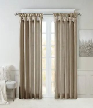 Madison Park Twisted Tab Top Window Panel Curtain Brown Daniele 50