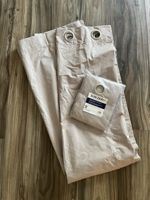 2 Sun Zero Blackout Lichtenberg  Grommet Curtain Panels Cream Light Brown 50x63-image