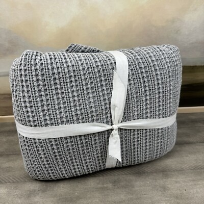 Pottery Barn Honeycomb Cotton Duvet Cover Gray Full/Queen NWOT-image