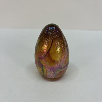 Glass Eye Studio Iridescent Dragons Egg Shaped Paperweight Bubble GES 18 3.25