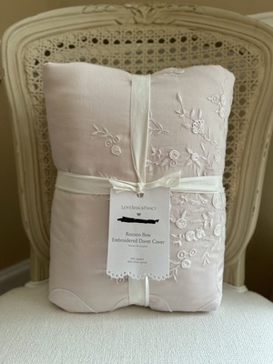 Pottery Barn LoveShackFancy Rococo Bow FULL/QUEEN Duvet Cover Pink NWT OB READ-image