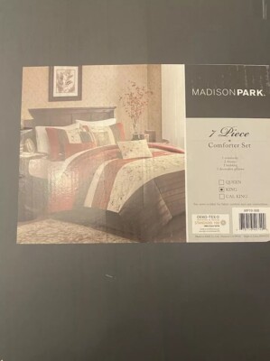 Madison Park Serene Embroidered 7 Piece Comforter Set Faux Silk All Season Bed-image