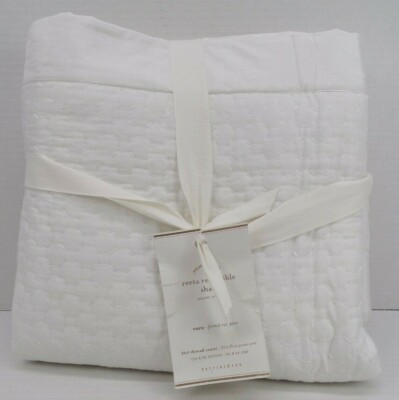 Pottery Barn Reeta Reversible Sateen Sham Shimmery Smooth Silk Euro White #9507-image