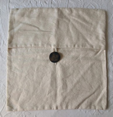 Pottery Barn 18 X 18 Pillowcase Tan Natural Linen With Large Brown Button-image