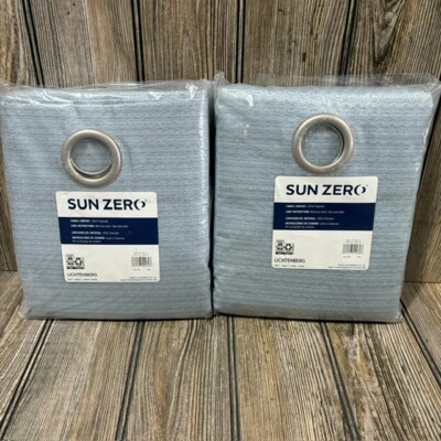 Sun Zero Lichtenberg Light Blue Curtains 80