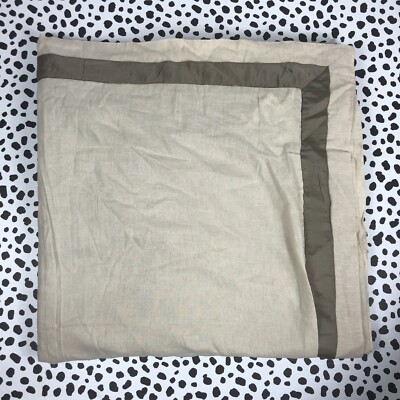 POTTERY BARN Linen Silk Border Brownstone FULL QUEEN Duvet Cover  Neutral NEW-image