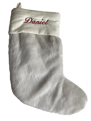 POTTERY BARN plush stocking ivory DANIEL mono 2021  Medium                     3-image
