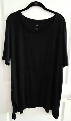 J Jill Women's Cotton Dipped Hem Short Sleeved Tunic Black Large NWOT-image