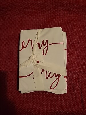 Pottery Barn Sentiment Standard Pillowcases Set Of 2 White Red Holidays -image