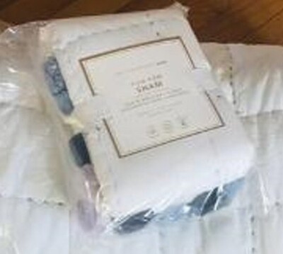 Pottery Barn Pom Pom Standard Sham White Cool Blue Teen Just One New-image