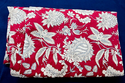 Pottery Barn Margaret Royal Burgundy Floral Linen Blend FULL/QUEEN Duvet Cover-image