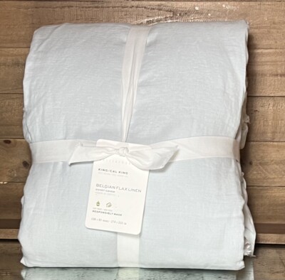 Pottery Barn Belgian Flax Linen Fringe Ruffle  King/Cal King Duvet-image